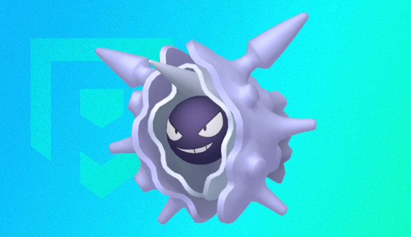 Pokmon Cloyster on a blue background