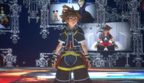 Kingdom Hearts Collection [I~III] review - Sora standing in a mysterious room where images of his adventure float around him in ornate frames