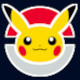 A Pokéball with a Pikachu in the middle against a black background